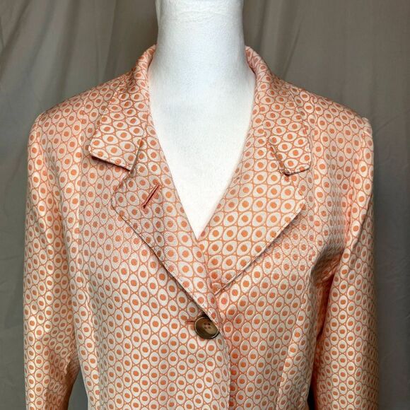 Cinzia Rocca Salmon Pink Luxury Monogram Button Down Trench Coach Jacket Womens - Picture 3 of 11